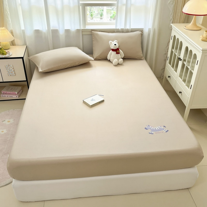 91家纺网 家纺一手货源 找家纺 泽西2025新品全棉卡通床笠 天使马-卡其