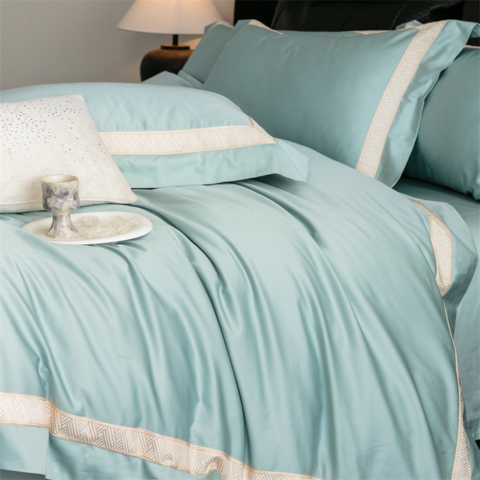 91家纺网 家纺一手货源 找家纺 2025新款全棉长绒棉刺绣四件套-时光 时光-绿