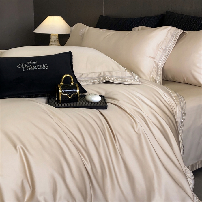 91家纺网 家纺一手货源 找家纺 2025新款全棉长绒棉刺绣四件套-迷宫 迷宫-香槟