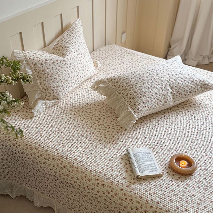 91家纺网 家纺一手货源 找家纺 麦伦家居 2025新款60s单层纱全棉床盖 玫瑰庄园