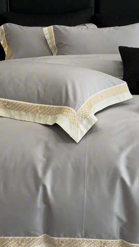 91家纺网 家纺一手货源 找家纺 2025新款全棉长绒棉刺绣四件套-迪克斯 迪克斯-灰