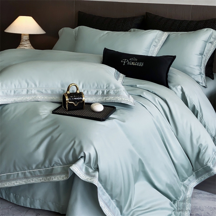 91家纺网 家纺一手货源 找家纺 2025新款全棉长绒棉刺绣四件套-迷宫 迷宫-翠绿