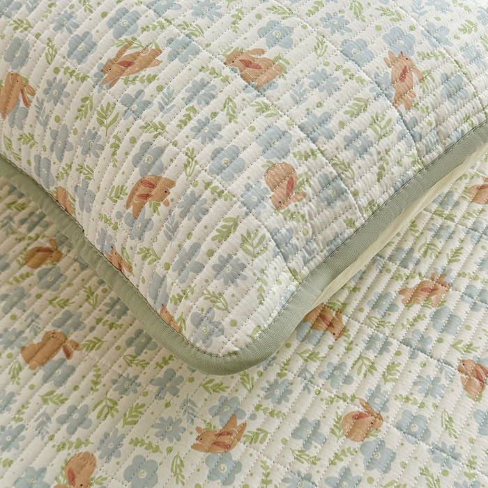 91家纺网 家纺一手货源 找家纺 梵朴 2025新款跑量款纯棉印花床盖三件套 玉兔