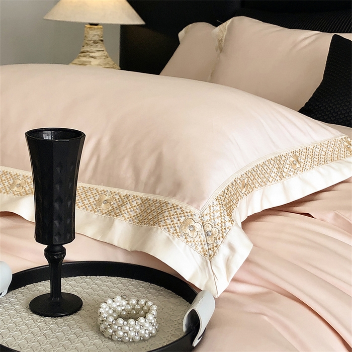 91家纺网 家纺一手货源 找家纺 2025新款全棉长绒棉刺绣四件套-迪克斯 迪克斯-粉