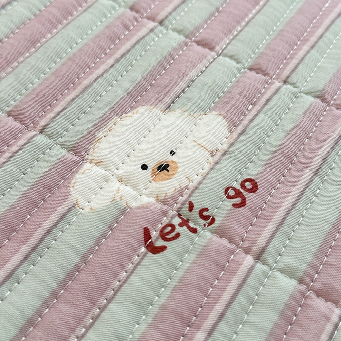 91家纺网 家纺一手货源 找家纺 梵朴 2025新款跑量款纯棉印花床盖三件套 努力小狗