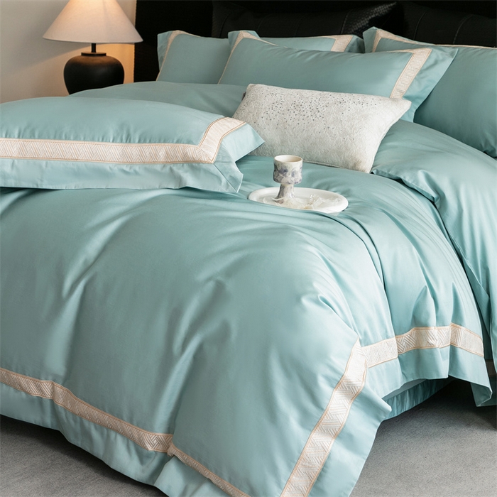 91家纺网 家纺一手货源 找家纺 2025新款全棉长绒棉刺绣四件套-时光 时光-绿