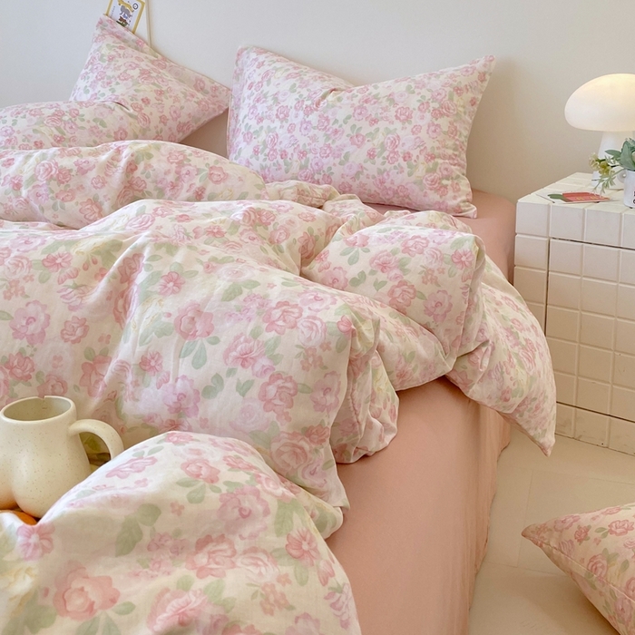 91家纺网 家纺一手货源 找家纺 于果 2025新款全棉双层纱四件套第四批 欧若拉