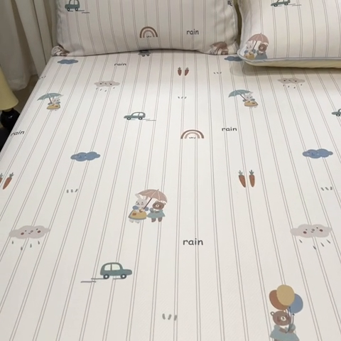 91家纺网 家纺一手货源 找家纺 星座家纺 2025新款斜纹提花凉感丝凉席床单款三件套 悠悠小元