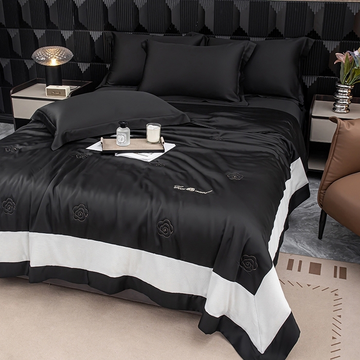 91家纺网 家纺一手货源 找家纺 好阁家纺 2025新款60S夏被 乌木黑