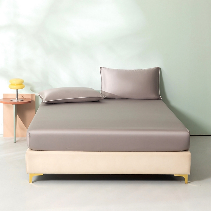 91家纺网 家纺一手货源 找家纺 百寐  2025新款素色纯色100s兰精天丝床单床笠 床笠-碳灰