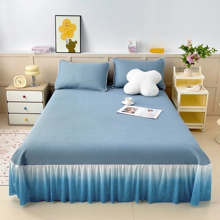 91家纺网 家纺一手货源 找家纺 （总）情煊 2025新款a类凉感冰豆豆床裙冰豆豆凉席床盖