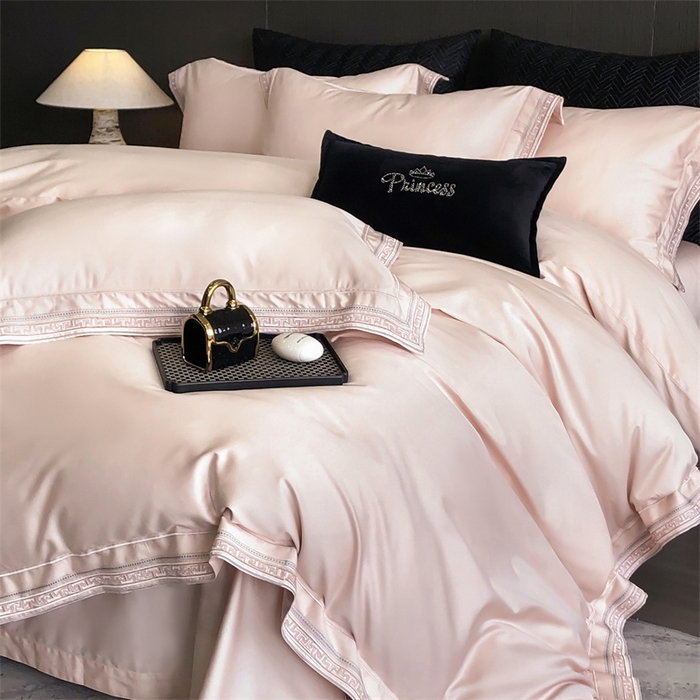 91家纺网 家纺一手货源 找家纺 2025新款全棉长绒棉刺绣四件套-迷宫 迷宫-粉