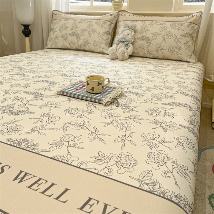 91家纺网 家纺一手货源 找家纺 （总）星座家纺 2025新款斜纹提花凉感丝凉席床单款三件套