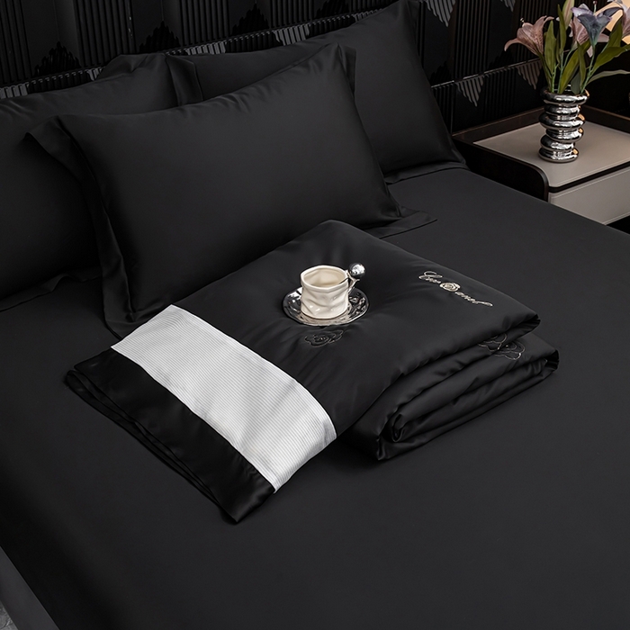 91家纺网 家纺一手货源 找家纺 好阁家纺 2025新款60S夏被 乌木黑