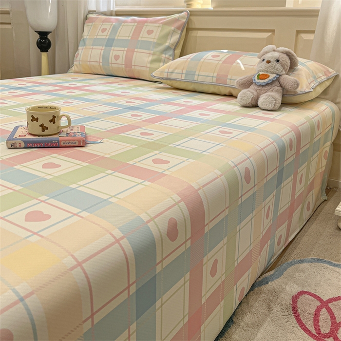 91家纺网 家纺一手货源 找家纺 星座家纺 2025新款斜纹提花凉感丝凉席床单款三件套 爱心气泡粉