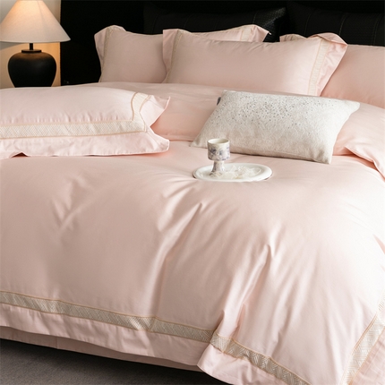 2025新款全棉长绒棉刺绣四件套-时光 时光-粉