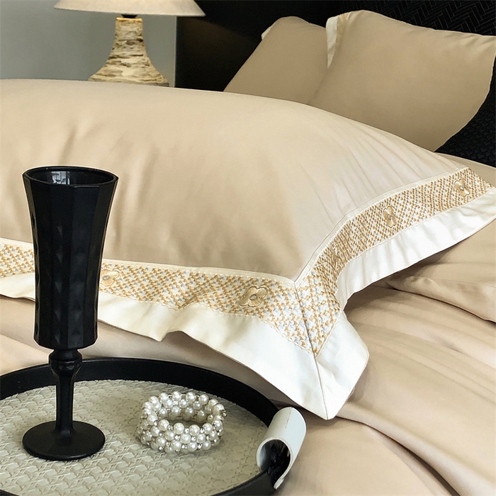 91家纺网 家纺一手货源 找家纺 2025新款全棉长绒棉刺绣四件套-迪克斯 迪克斯-金