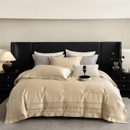 保罗圣迪奥 2025新款全棉长绒棉刺绣四件套-星光 星光-金