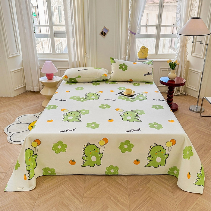 91家纺网 家纺一手货源 找家纺 （总）晓时候 2025新款原棉老粗布凉席床单印花凉席三件套软凉席