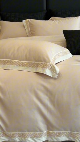 91家纺网 家纺一手货源 找家纺 2025新款全棉长绒棉刺绣四件套-迪克斯 迪克斯-金