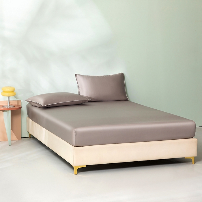 91家纺网 家纺一手货源 找家纺 百寐  2025新款素色纯色100s兰精天丝床单床笠 床笠-碳灰