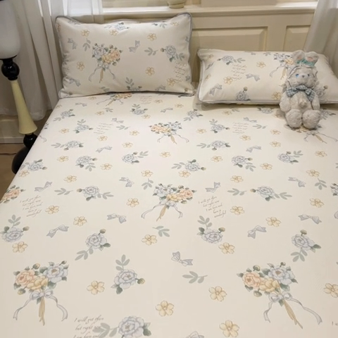 91家纺网 家纺一手货源 找家纺 星座家纺 2025新款斜纹提花凉感丝凉席床单款三件套 拈花湾蓝