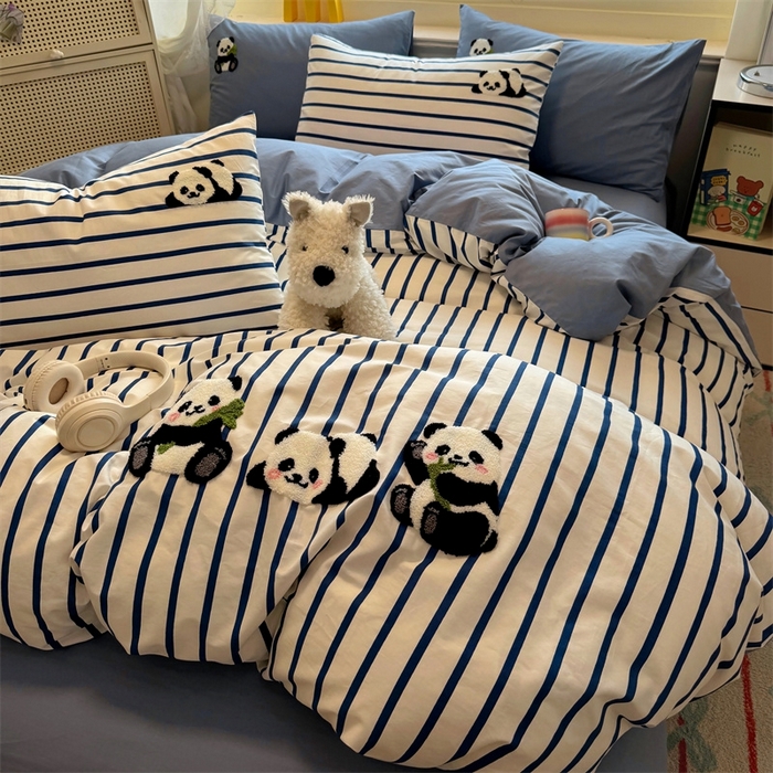 91家纺网 家纺一手货源 找家纺 启程2025全棉13372毛巾绣四件套 熊猫panda