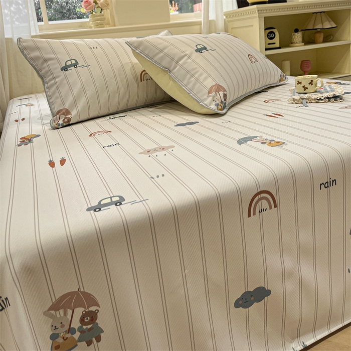 91家纺网 家纺一手货源 找家纺 星座家纺 2025新款斜纹提花凉感丝凉席床单款三件套 悠悠小元