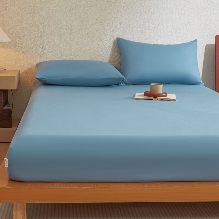 91家纺网 家纺一手货源 找家纺 衿成家纺 2025新款全棉13372喷气防水床笠5面全包防水不渗漏-单床笠 清雅蓝