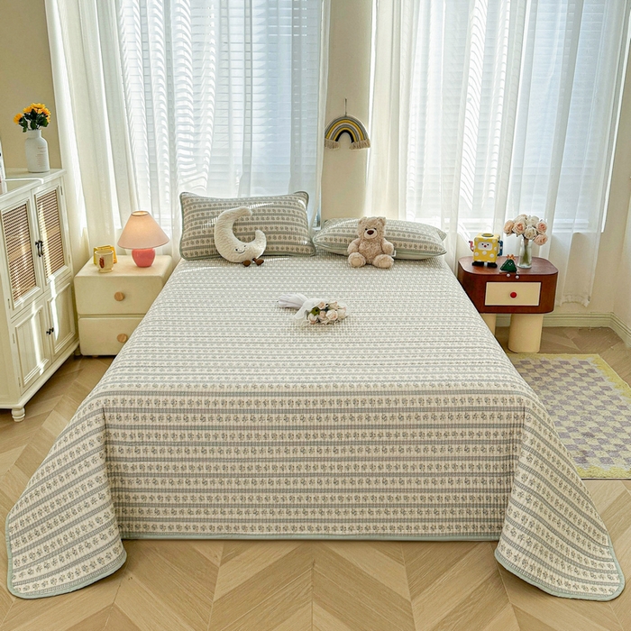 91家纺网 家纺一手货源 找家纺 梵朴 2025新款跑量款纯棉印花床盖三件套 洛可可