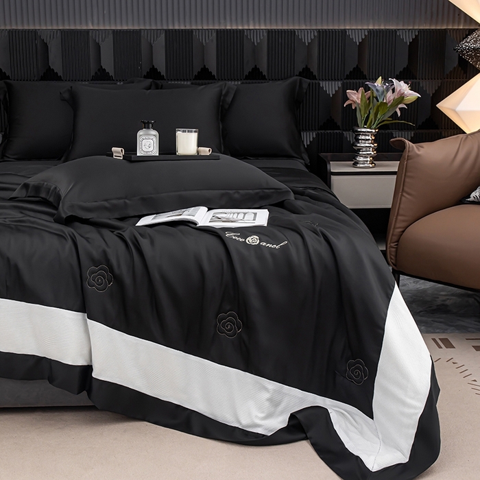 91家纺网 家纺一手货源 找家纺 好阁家纺 2025新款60S夏被 乌木黑