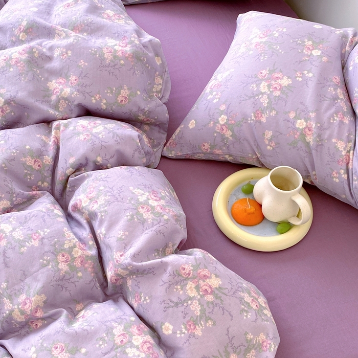 91家纺网 家纺一手货源 找家纺 于果 2025新款全棉双层纱四件套第四批 豆蔻紫