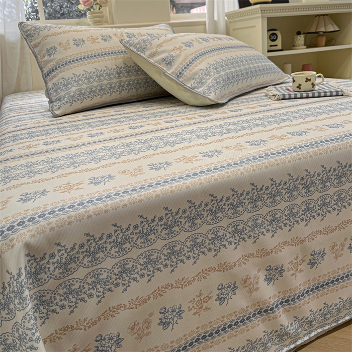 91家纺网 家纺一手货源 找家纺 星座家纺 2025新款斜纹提花凉感丝凉席床单款三件套 古韵