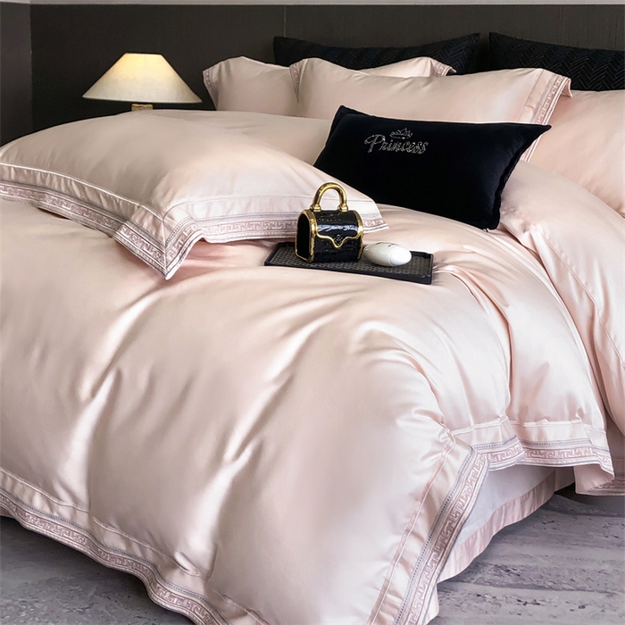 91家纺网 家纺一手货源 找家纺 2025新款全棉长绒棉刺绣四件套-迷宫 迷宫-粉