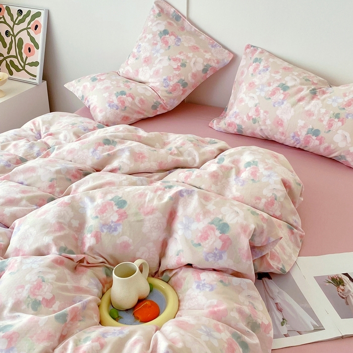 91家纺网 家纺一手货源 找家纺 于果 2025新款全棉双层纱四件套第四批 潮汐月影