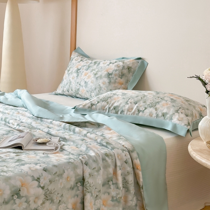 91家纺网 家纺一手货源 找家纺 顾里2025新款天丝莱赛尔夏被 薄荷微光