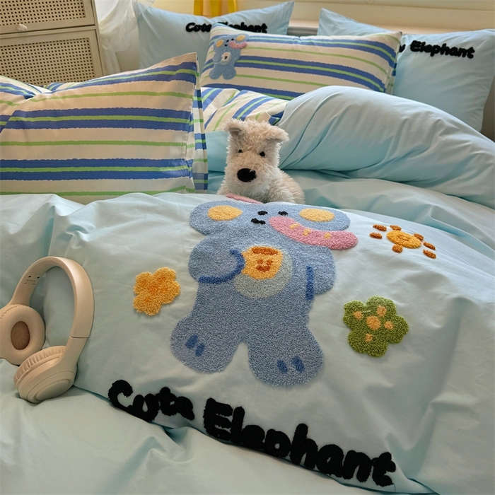 91家纺网 家纺一手货源 找家纺 启程2025全棉13372毛巾绣四件套 贝斯象