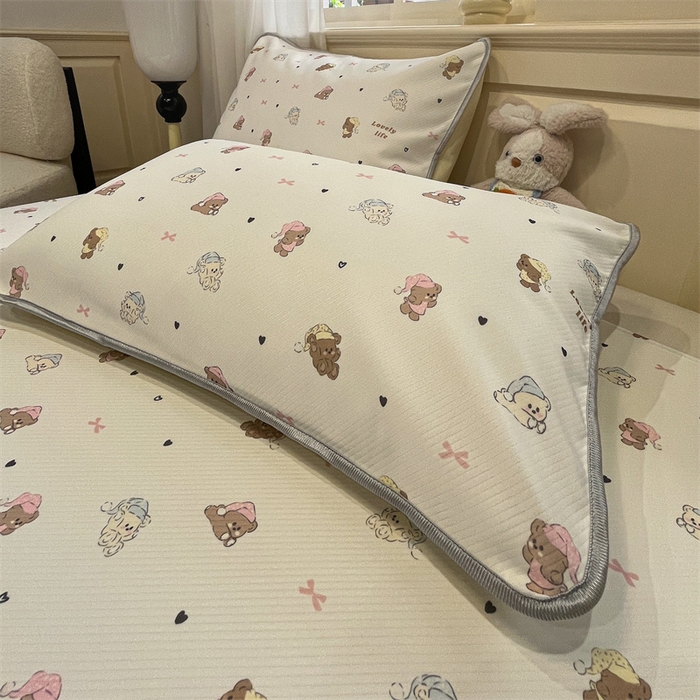 91家纺网 家纺一手货源 找家纺 星座家纺 2025新款斜纹提花凉感丝凉席床单款三件套 游园会