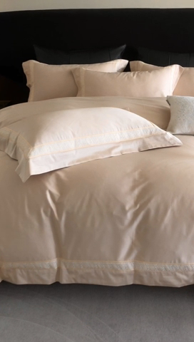 91家纺网 家纺一手货源 找家纺 2025新款全棉长绒棉刺绣四件套-时光 时光-金