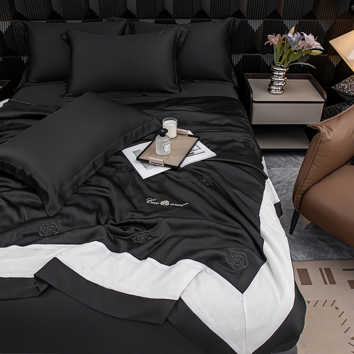 91家纺网 家纺一手货源 找家纺 好阁家纺 2025新款60S夏被 乌木黑