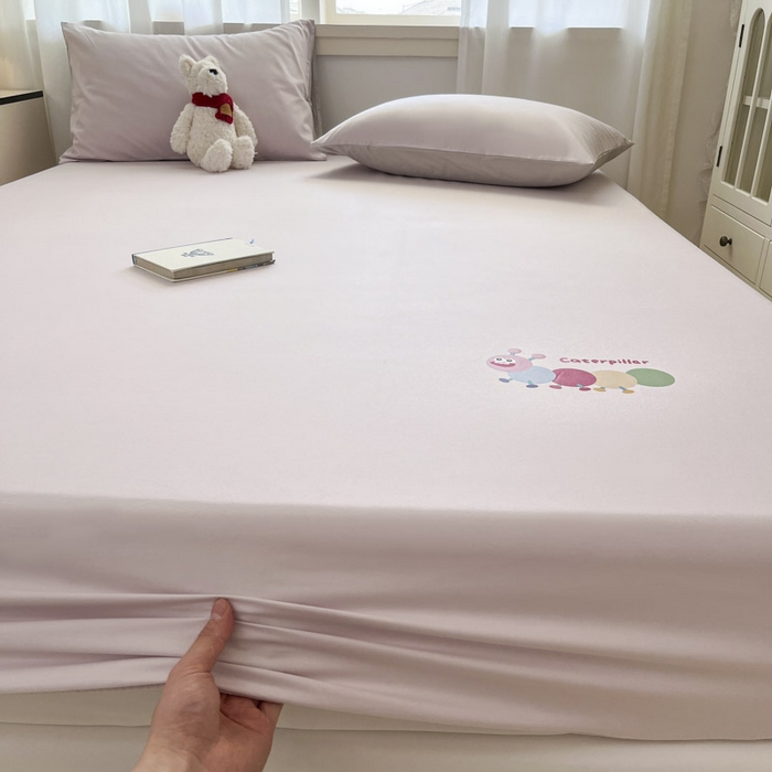 91家纺网 家纺一手货源 找家纺 泽西2025新品全棉卡通床笠 淘气虫-微微紫