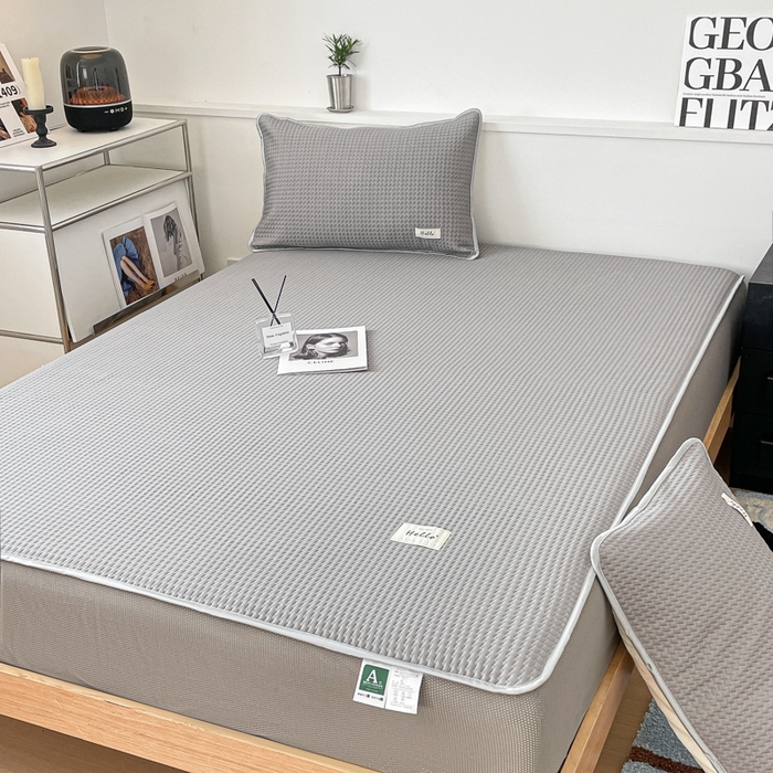 91家纺网 家纺一手货源 找家纺 吉象2025新款A类床笠款软凉席 饼干格高级灰