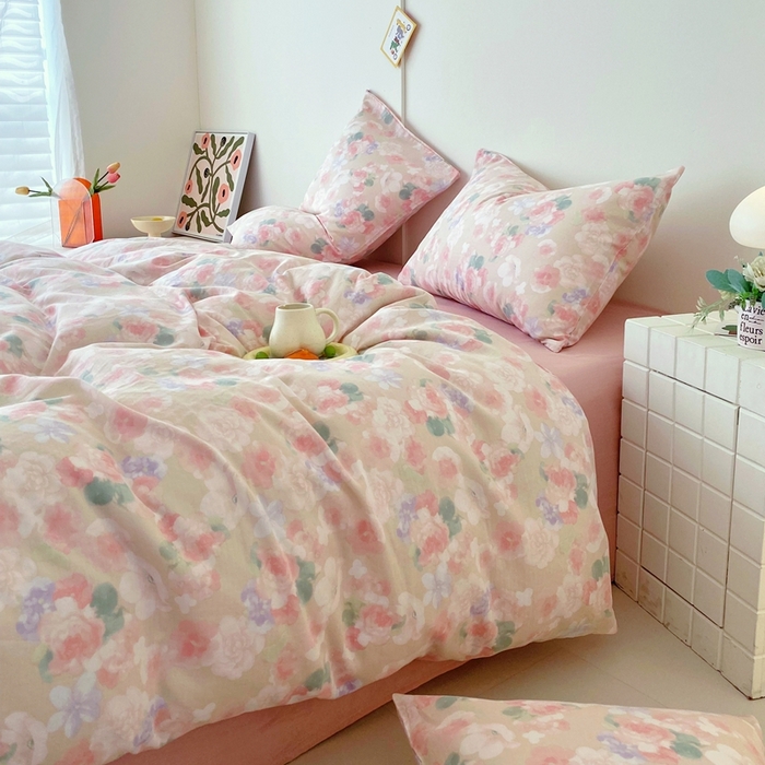 91家纺网 家纺一手货源 找家纺 于果 2025新款全棉双层纱四件套第四批 潮汐月影