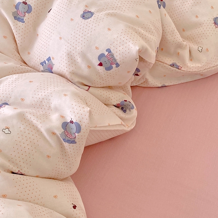 91家纺网 家纺一手货源 找家纺 于果 2025新款全棉双层纱四件套第四批 嘟嘟象