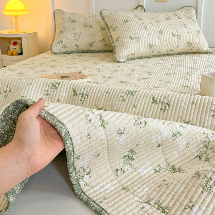 91家纺网 家纺一手货源 找家纺 梵朴 2025新款跑量款纯棉印花床盖三件套 茶艺师