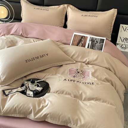 91家纺网 家纺一手货源 找家纺 （总）汣沐生活 2025新款高克重水洗天竺棉贴布刺绣款四件套