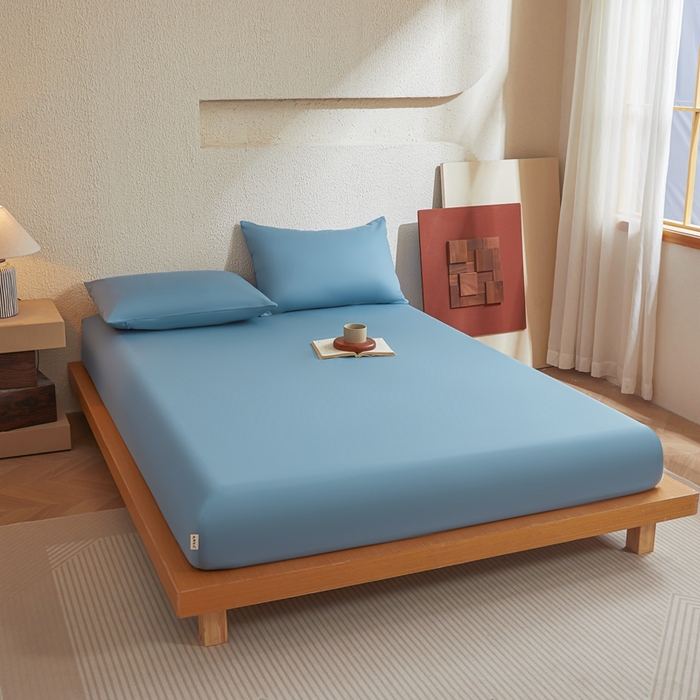 91家纺网 家纺一手货源 找家纺 衿成家纺 2025新款全棉13372喷气防水床笠5面全包防水不渗漏-单床笠 清雅蓝