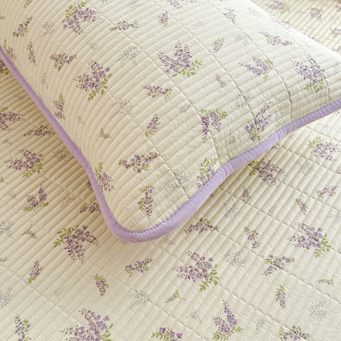 91家纺网 家纺一手货源 找家纺 梵朴 2025新款跑量款纯棉印花床盖三件套 芬芳紫