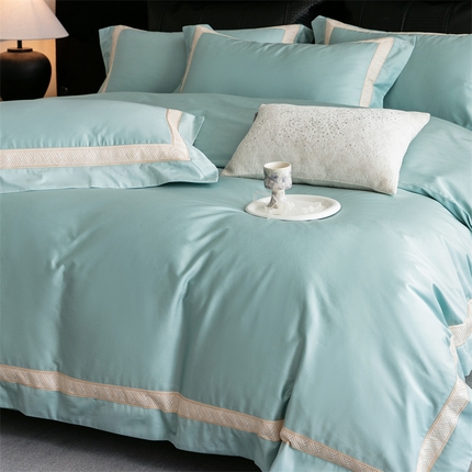 2025新款全棉长绒棉刺绣四件套-时光 时光-绿