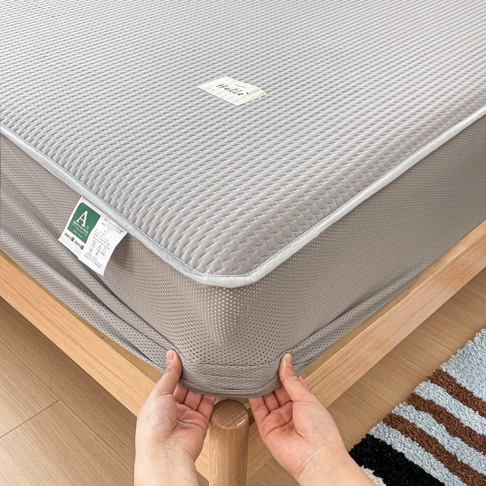 91家纺网 家纺一手货源 找家纺 吉象2025新款A类床笠款软凉席 饼干格高级灰